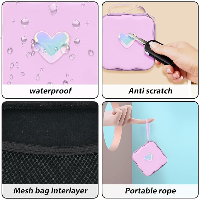 CameCosy DIY Phone Charger Case Storage Sets Cable Protector Earphone Wire Saver with Purple Wave Travel Storage Bag, Cable Charger Protector Cord Organizer for iPhone (Pearl Heart)
