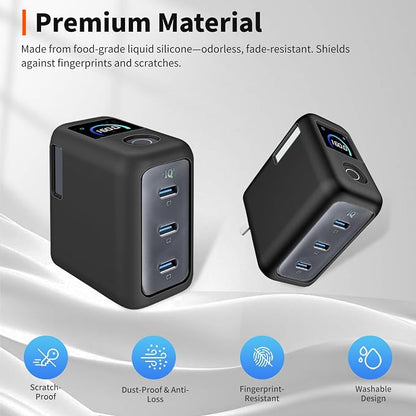 Case for Anker Prime 160W 3-Port Compact Charger – Soft Silicone Protective Cover for Dynamic Charger,Shockproof Dustproof Charging Block Protector Sleeve[Black]