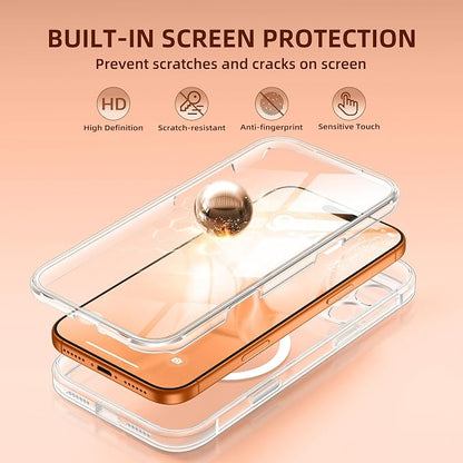 BERFY for iPhone 17 Pro Max Case, Compatible with MagSafe, Built-in Glass Screen Protector, Camera Protection, Shockproof Full Body Phone case 6.9", Clear