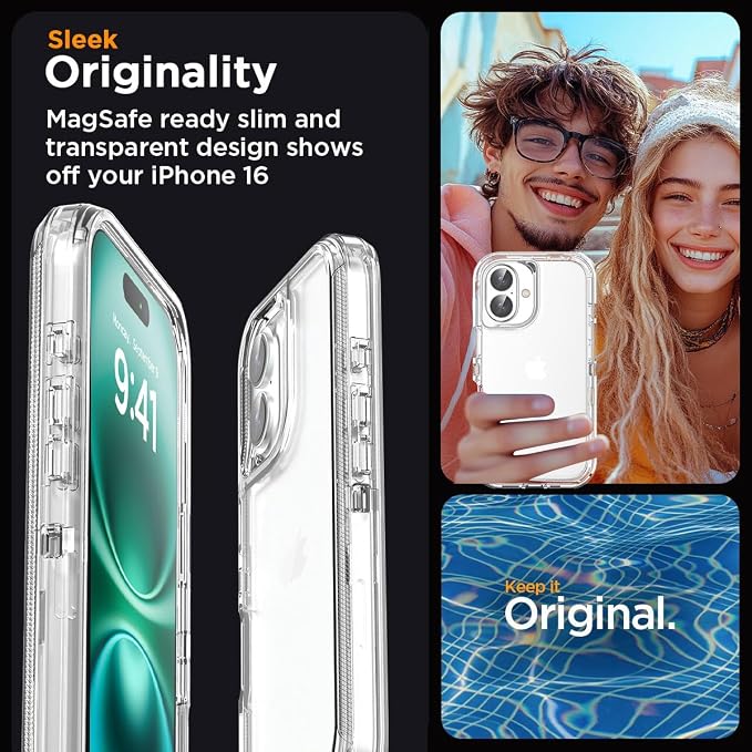 AICase for iPhone 16 Case Clear 3 in 1 Heavy Duty Drop Protection Full Body Rugged Shockproof/Dust Proof 3-Layer Military Protective Tough Durable Cover for iPhone 16 6.1"_1
