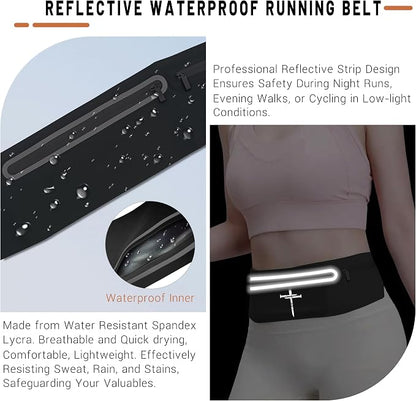 Jesus 3 Nail Crosses Slim Running Belts for Women,Black Waist Pack Bag with 3 Zipper Pockets,Christian Cross Fitness fanny packs for Men Adjustable,Reflective Jogging phone holder Waist Pack