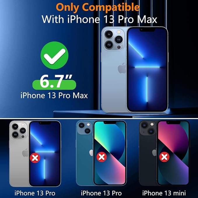 SPIDERCASE Magnetic for iPhone 13 Pro Max Case, [Not Yellowing] [Military Grade Drop Protection] Slim Shockproof Phone Cases, Cell Phone Home Button Stickers Clear