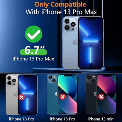 SPIDERCASE Magnetic for iPhone 13 Pro Max Case, [Not Yellowing] [Military Grade Drop Protection] Slim Shockproof Phone Cases, Cell Phone Home Button Stickers Clear