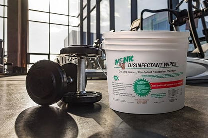 Monk Disinfectant Wipes One Step Cleaner, Disinfectant, Deodorizer & Sanitizer, 2 Buckets Packs containing 1600 Wipes, Perfect for Gyms, Fitness Clubs, Schools, Commercial Facilities