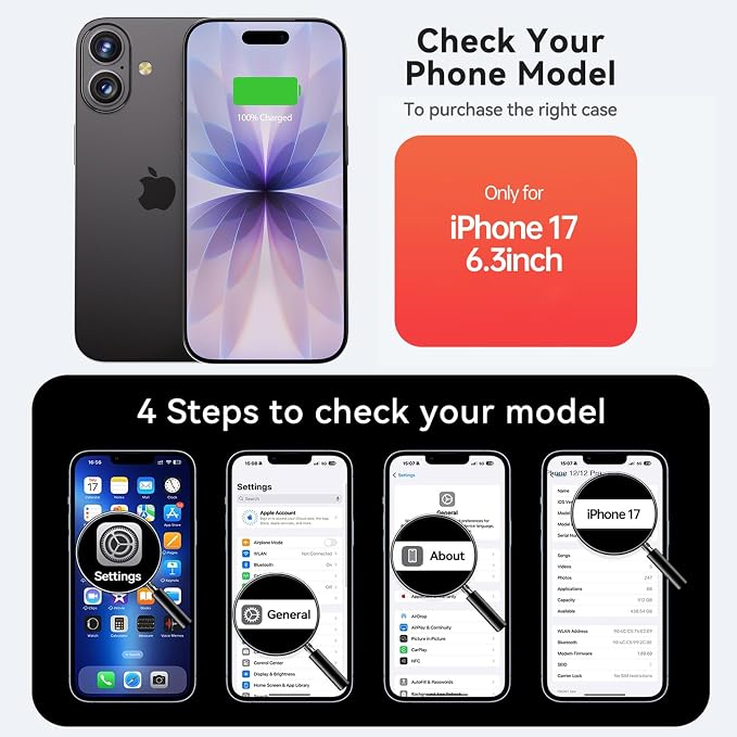 BOPPS Battery Case for iPhone 17【Support Carplay】 Ultra-Powerful 8500mAh Portable Rechargeable Protective Extended Charger Cover for iPhone 17 Charging Case-6.3inch，Black