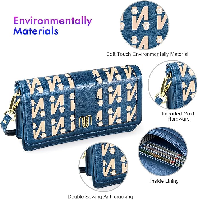 nuoku Women Small Crossbody Bag Cellphone Purse Wallet with RFID Card Slots 2 Straps Wristlet