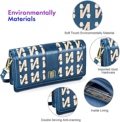nuoku Women Small Crossbody Bag Cellphone Purse Wallet with RFID Card Slots 2 Straps Wristlet
