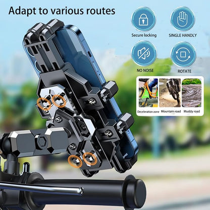 Motorcycle Phone Mount Holder - [Dual Dampener] [Anti Shake] Motorcycle Cell Phone Mounts,Adjustable Bike Phone Holder, Fit for iPhone Samsung LG Google All 4.7-7.2" Phones,Black