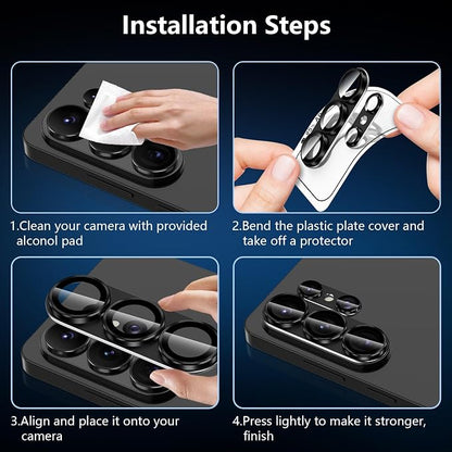 for Samsung Galaxy S26 Ultra Camera Lens Protector, Electroplated Matte Back with 9H Tempered Glass Lens Protector, [Strong Adsorption] [Case-Friendly] Metal Ring HD Clear Lens Cover, Black