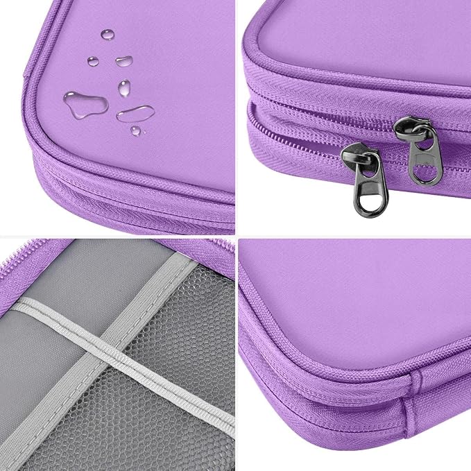 ZINMARK Portable Cable Organizer Case,Travel Pouch with Double-Layer Storage for Cables,Chargers,Earbuds & Phone,Purple