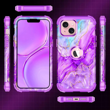 Casetego for iPhone 13 Case,iPhone 14 Case,Three Layer Heavy Duty Sturdy Shockproof Protection Full Rugged Hard PC+Soft TPU Bumper Protective Girls Case for Apple iPhone 13/14 6.1 inch,Bright Purple