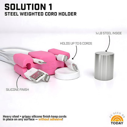 CordBrick 6PK Silicone & Steel Weighted Cord Holders for Bedside. Travel Phone Cable Organizers. Multiuse iPhone Accessories. Small Gifts for Him, College Student. Tech Gadgets for Teenagers. Assorted