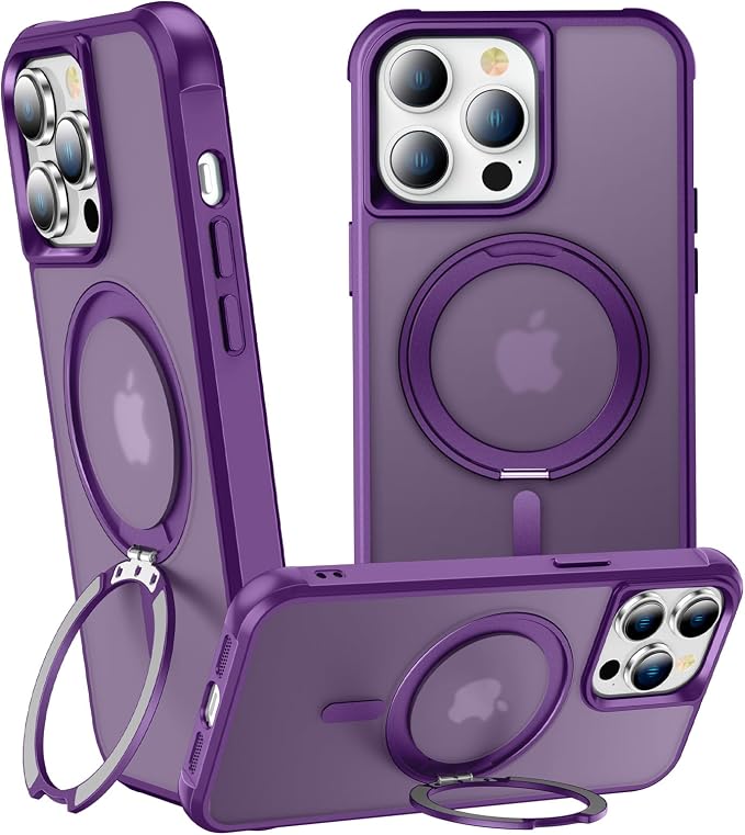 360° Magnetic Swivel Ring for iPhone 13 pro case, Built-in Metal Stand and Ring Holder, Magsafe Compatible, Military Grade Protection, Shockproof - Purple