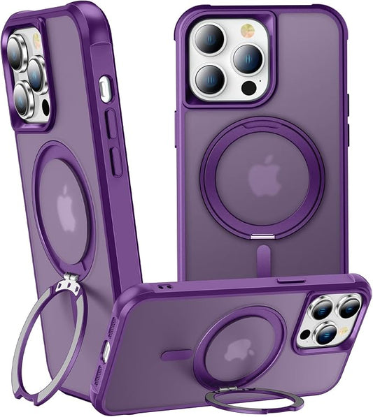 360° Magnetic Swivel Ring for iPhone 13 pro case, Built-in Metal Stand and Ring Holder, Magsafe Compatible, Military Grade Protection, Shockproof - Purple