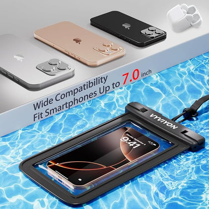 Waterproof Phone Pouch Case 2Pack, IPX8 Cellphone Dry Bag for iPhone 16 15 14 13 12 11 Pro Max & Samsung S25 , Beach Cruise Ship Essentials Waterproof Phone Case Up to 7 inches with Lanyards