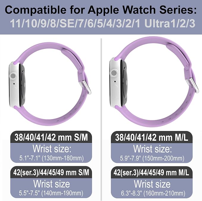 Faith Over Fear Watch Band Compatible with Apple Watch Laser Engraved iWatch Band Silicone 38mm 40mm 41mm 42mm 44mm 45mm 49mm Strap Jesus Psalm Christian God (38/40/41/42mm S/M, Lavender)