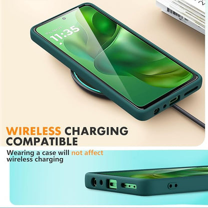 Case for Motorola Moto G Power (2025), 2 Pack Tempered Glass Screen Protectors, Soft TPU Silicone Shockproof Case-Midnight Green