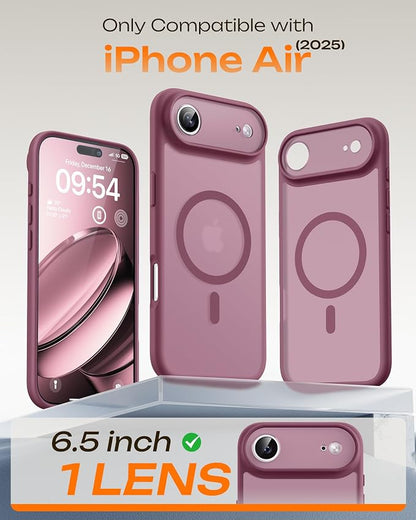 TOCOL for iPhone Air Case, Compatible with Magsafe Charger, Full Camera Protection, Drop Protection, Translucent Matte Phone Case for iPhone 17 Air 6.5 inch (Plum)