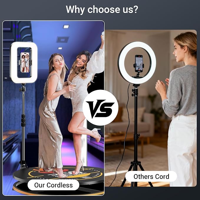 Smartphone Video Rig with Rechargeable Light, Handheld Ring Light for Phone, Phone Stabilizer for Video Recording, Camera, Selfie, Make up, Photography, with 3600mAh Build-in Battery