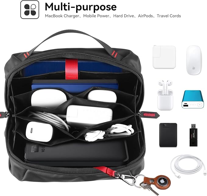 Smatree Electronic Organizer Tech Pouch for MAC Mini/Magic Trackpad | For AirPods Pro 3/MagSafe Charge,MacBook Charger,USB Cables,Power Bank,Hard Drive,Travel Cords,For Adapter/Earphone and More