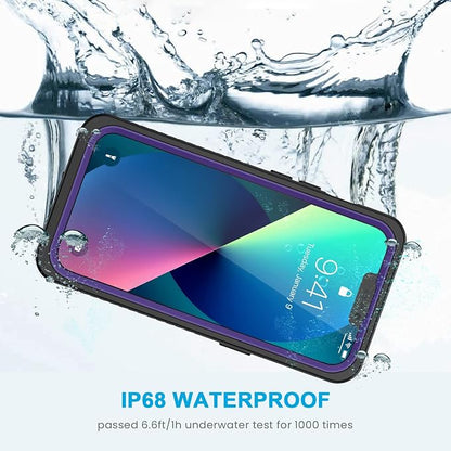 Lanhiem for iPhone 13 Case, IP68 Waterproof Dustproof Shockproof Cases with Built-in Screen Protector, Full Body Sealed Protective Front and Back Cover for iPhone 13, 6.1 inch (Purple)