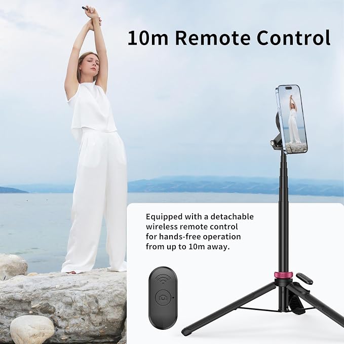 Ulanzi MT-84 Phone Tripod, 61" Magnetic Selfie Stick With Remote for iPhone 15/14/13/12 Series, Extendable Cell Phone Stand, Portable iPhone Holder for Selfie/Photo/Live/Vlog