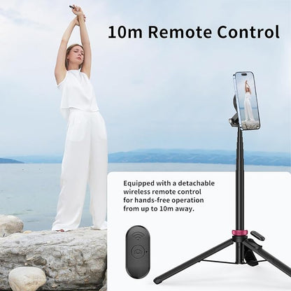Ulanzi MT-84 Phone Tripod, 61" Magnetic Selfie Stick With Remote for iPhone 15/14/13/12 Series, Extendable Cell Phone Stand, Portable iPhone Holder for Selfie/Photo/Live/Vlog
