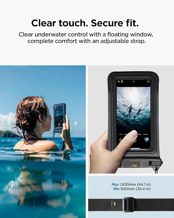 Nomade - Premium Waterproof Floating Phone Case Bag - Fully Waterproof Phone Pouch - Fully Adjustable Lanyard - Universal Phone Size Compatibility - 7 Inch Touch Screen - Fits All Brands