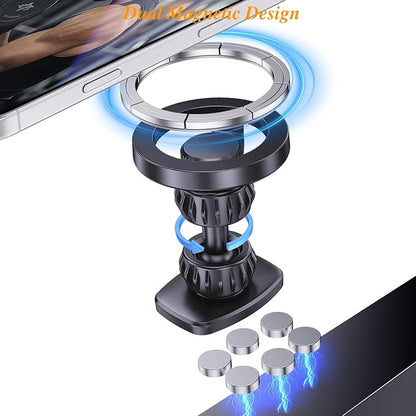Gym Magnetic Phone Holder Mount for MagSafe, [Metal Joint] 360° Rotatable Dual Magnetic Phone Holder for Gym Workout Record Compatible with iPhone 17/16/15/14/13/12 Series