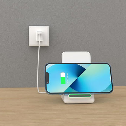 2 Pack Fast Wireless Charger (Stand), 15W Fast Charging Stand with Adapter for Samsung Galaxy S25/S25+/S25 Ultra/S24/S23/S22/S21, for iPhone 17/16/15/14/13/12/11/XR, for Pixel 9/8/7, and More.