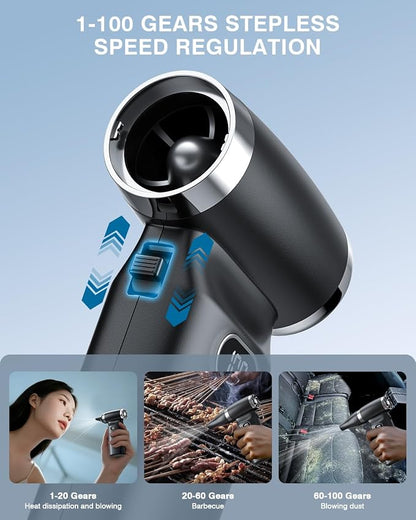 Electric Compressed Air Duster Cordless: 70 MPH High Wind Speed Mini Air Blower for Electronics Portable Computer Cleaner Hand Keyboard Cleaning Powerful Duster for Car, Fans and Other Sences