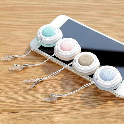 Macaron Phone Screen Cleaner,2024 New Macaron Mobile Phone Screen Cleaning Ball, Mobile Phone Screen Wipe Pendant (4 Pcs)