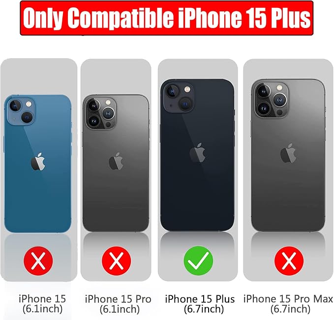 Battery Case for iPhone 15 Plus, Full Encircle 12000mAh High Capacity Rechargeable Portable Charger Case Extended Battery Pack for iPhone 15 Plus (6.7 inch) Wireless Charging Case with Carplay-Black