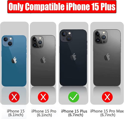Battery Case for iPhone 15 Plus, Full Encircle 12000mAh High Capacity Rechargeable Portable Charger Case Extended Battery Pack for iPhone 15 Plus (6.7 inch) Wireless Charging Case with Carplay-Black