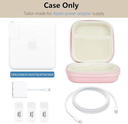 Charger Case for Macbook, Portable Tech Electronic Organizer Bag, Small Travel Storage Pouch for Laptop Accessories, MacBook Power Adapter, Charging Cords, USB Drives, Power Bank (Pink, M)