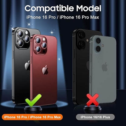 UniqueMe for 3 Pack iPhone 16 Pro/iPhone 16 Pro Max Camera Lens Protector - [Drop Protection] [Case Friendly] 9H Tempered Glass Camera Cover Screen [Update New Version] - Matte Black