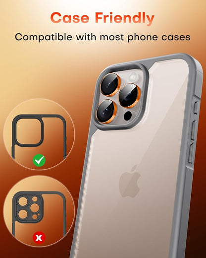 TOCOL for iPhone 16 Pro Max Camera Lens Protector/iPhone 16 Pro Camera Lens Protector Tempered Glass HD Individual Scratch Resistant Cover Accessories Case Friendly 2 Pack（Orange）
