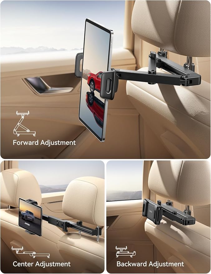 JOYROOM Tablet iPad Holder for Car Headrest, [Triangle Structure] iPad Car Mount Backseat, Road Trip Essentials for Kids, Tablet Car Mount for iPad Pro, Air, Mini, Galaxy, Switch, 4.7-13" Device