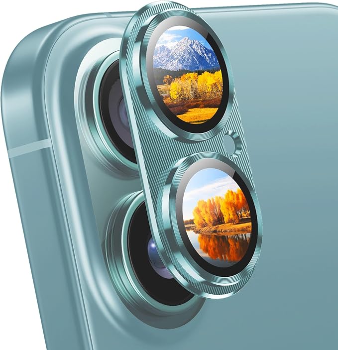 AFARER 2Pack Lens Protector for iiPhone 17/iPhone16/16Plus Accessories, Strong Adsorption, Not Easy to Break, Metal Tempered Glass Camera Cover, Case-Friendly,Teal