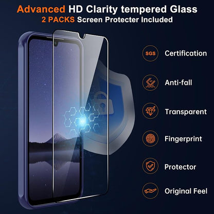 for Samsung Galaxy A15 5G Phone Case : A15 Case [Mag-Safe Fit] with Tempered Glass Screen Protector, Samsung A15 5G Case Matte Translucent Soft-Touch Skin & Full Body Protection Cell Phone A 15,Blue
