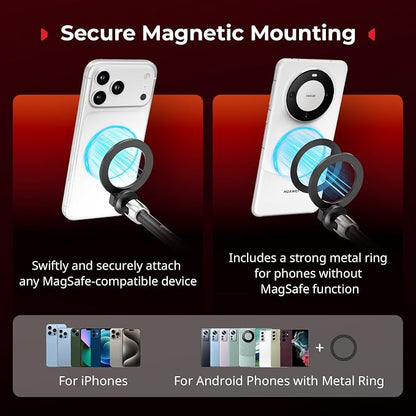 SmallRig Magic Arm Clamp w/ 1/4" Screw, Phone Mount for Magsafe & Magnetic Adapter Ring, 11 Inches Integrated Magic Arm for iPhone, for Android, for Action Cameras/LCD Monitor/LED Lights - 5604