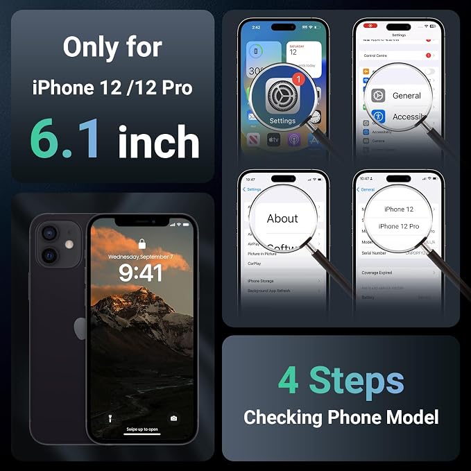 jaroco Magnetic for iPhone 12/12 Pro Case, [Compatible with MagSafe][Military Grade Drop Protection][Heavy Duty Protection][Non-Slip][Shockproof] 2-Layer Durable Bumper Phone Case 6.1''-Black