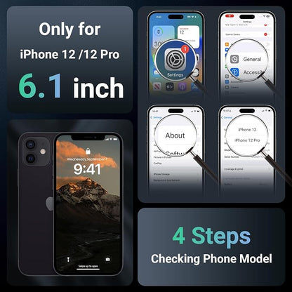 jaroco Magnetic for iPhone 12/12 Pro Case, [Compatible with MagSafe][Military Grade Drop Protection][Heavy Duty Protection][Non-Slip][Shockproof] 2-Layer Durable Bumper Phone Case 6.1''-Black