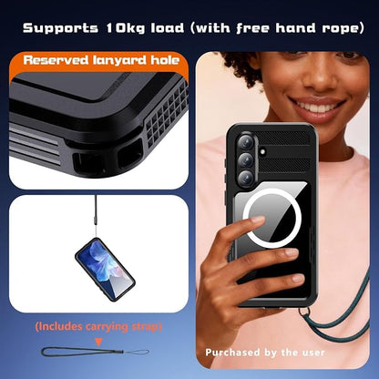 Omio for Galaxy S26+ Plus Waterproof Case Compatible with MagSafe, Magnetic Waterproof Full Body IP68 Underwater Case Built-in Screen Protector Military Grade Shockproof Case for Men Women Black