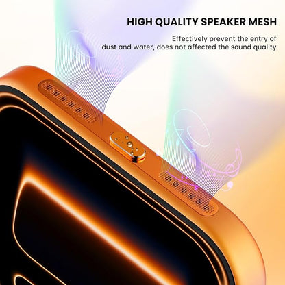 iPhone 17 Pro Max Speaker Protector Cover Accessories - 5PCS USB C Dust Plug & Earpiece Speaker Mesh Adhesive Stickers for iPhone 17 Pro Max / 17 Pro, Type C Charging Port Cover with Tweezer, Orange