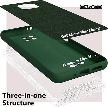 oakxco for Moto G Power 2021 Phone Case Liquid Silicone, Cute Thin Slim Soft Rubber TPU Plain Smooth Gel Cover for Women Girl, Matte Solid Protective & Shockproof,Dark Forest Green
