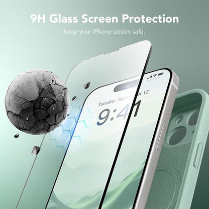 Magnetic for iPhone 15 Case, Compatible with MagSafe, [Screen Protector + Full Camera Protection], Silicone Shockproof Anti-Scratch Protective Phone Case for iPhone 15 6.1", Mint