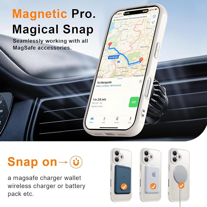 MOCCA Magnetic for iPhone 17 Case, (Compatible with Magsafe) (16FT Military Grade Protection) Full Camera Protection Anti-Fingerprint Slim Translucent Matte Phone Cover 6.3",Stone