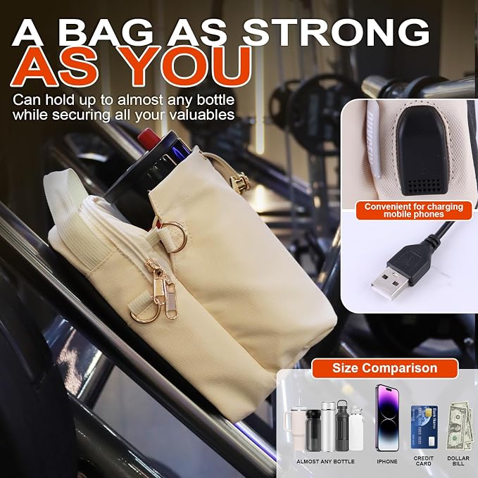 Magnetic Gym Sling Bag for Men & Women | Waterproof Travel Bag with Bottle Holder, USB Port, Adjustable Strap & Phone Pocket (MAX 50oz / 1.5L Bottle)