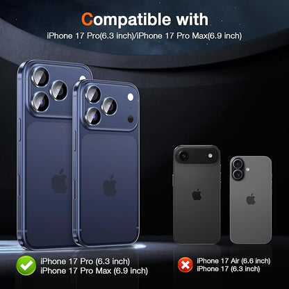 LK for iPhone 17 Pro/17 Pro Max Camera Lens Protector [Top 9H+ Military Grade Shatterproof] One-Click Installation, Ultra-Tough HD, Individual Lens Protectors Scratch-resistant, Clear